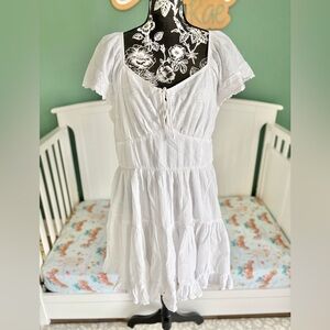 AEO XL white eyelet flowy dress